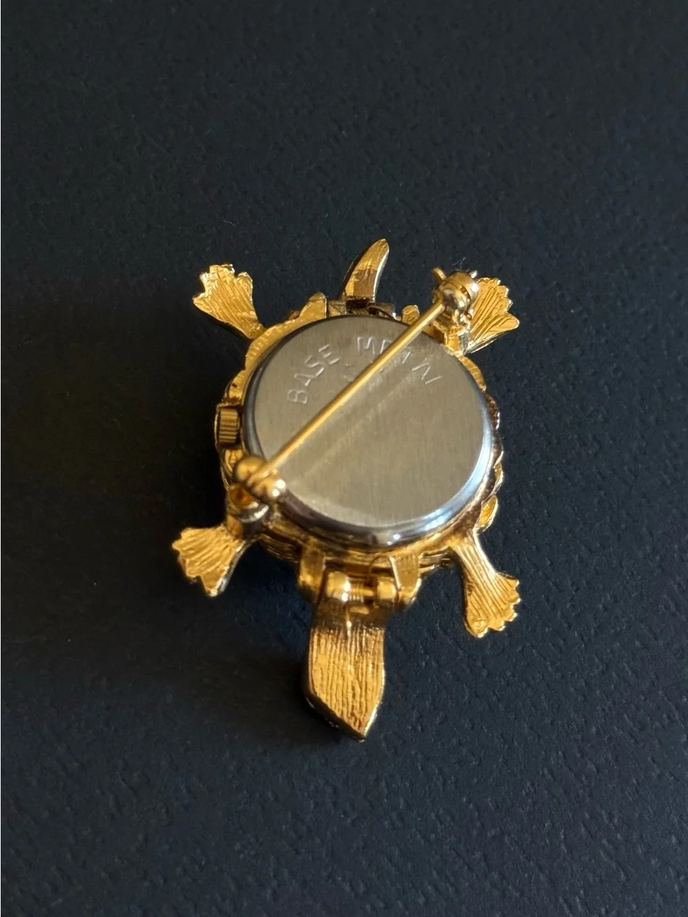 Joan Rivers Gold Turtle Pendant Brooch Watch with Pearls